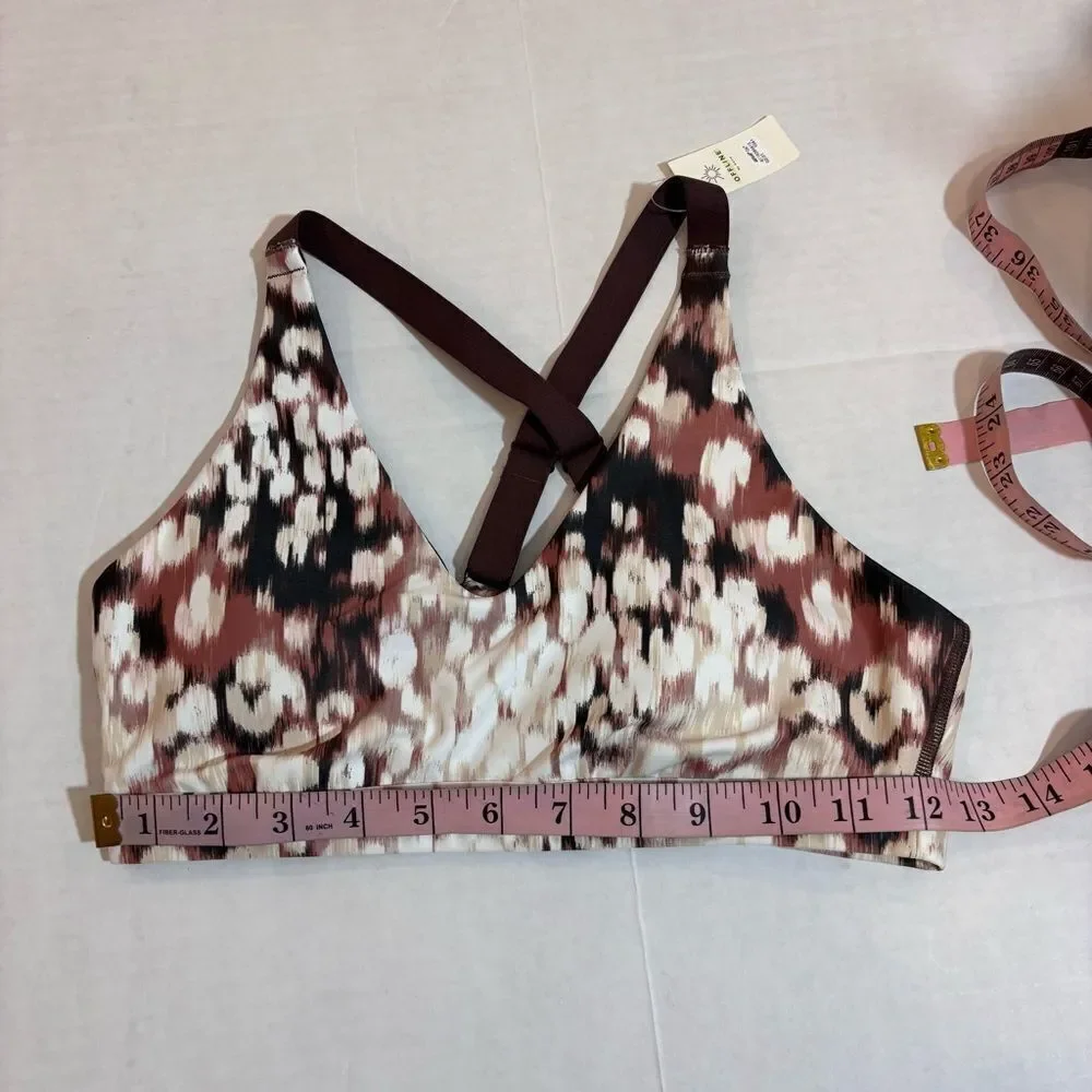 Aerie OFFLINE Shine Strappy Back Sports Bra NEW with tags Size Small Cocoa Cream